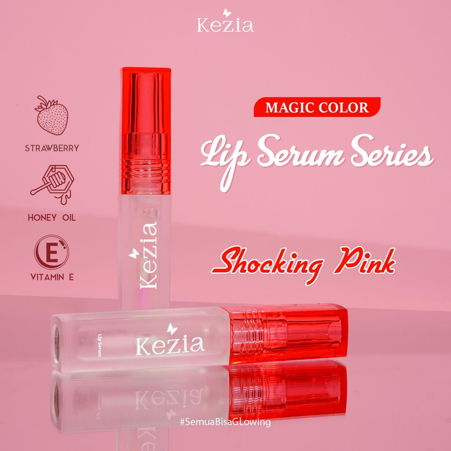 KEZIA Beauty - Lip Serum 4gr - Serum Bibir untuk Bibir Hitam dan Melembapkan Bibir (FREE 1 CLOUD PADS)