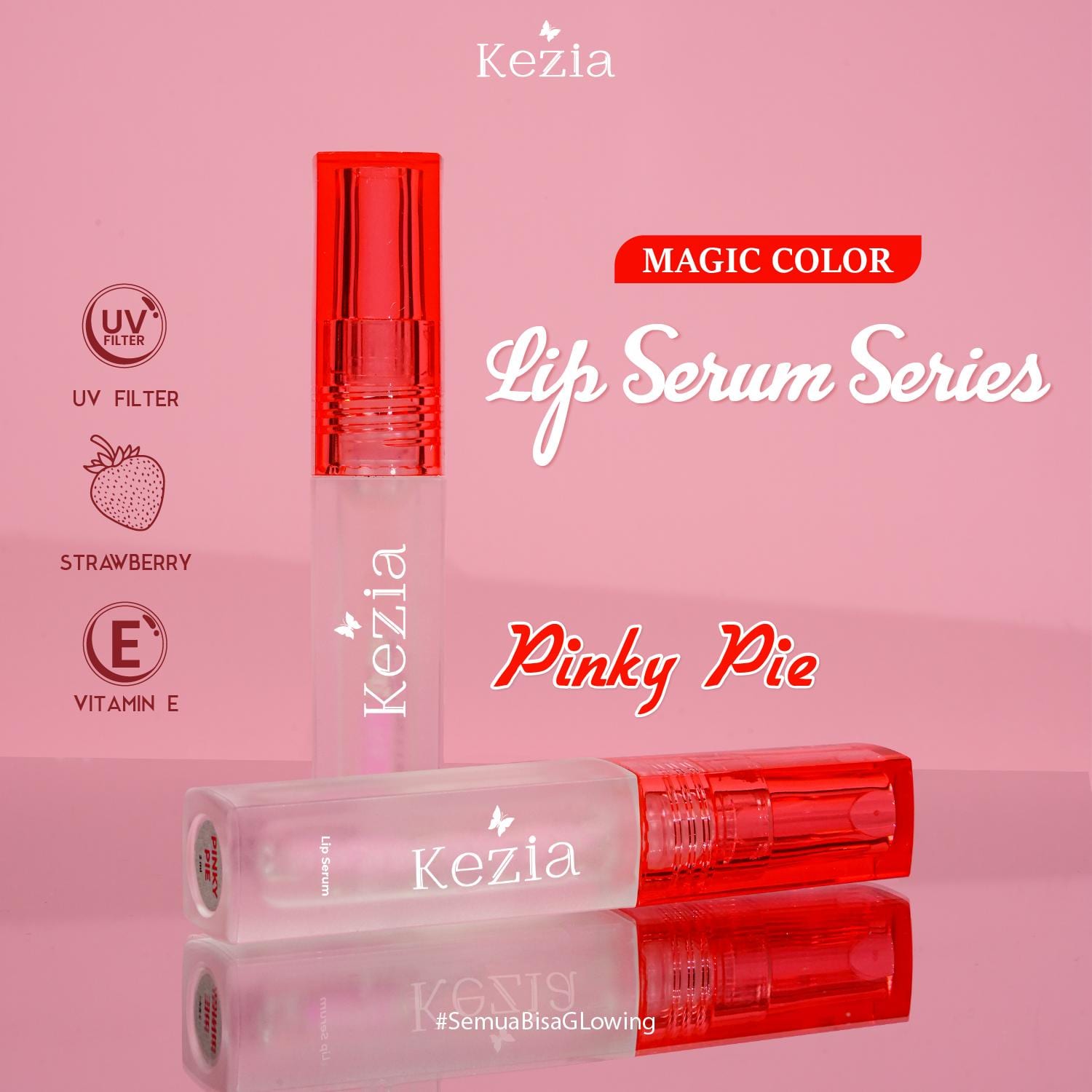 KEZIA Beauty - Lip Serum 4gr - Serum Bibir untuk Bibir Hitam dan Melembapkan Bibir (FREE 1 CLOUD PADS)