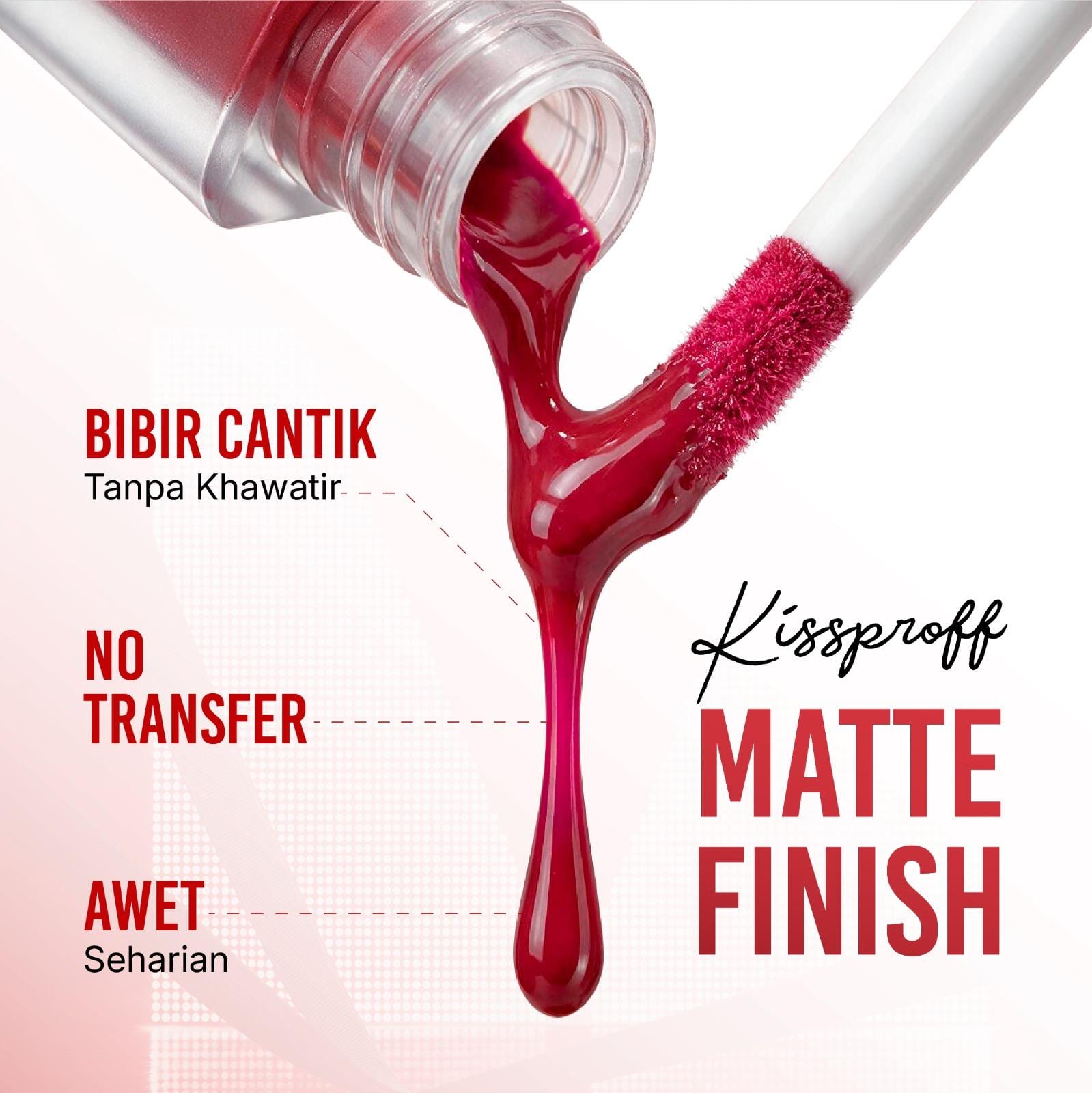  KEZIA Beauty Matte Lipcream 2.5gr - Matte Finishing & Transferproof with Vitamin E (FREE 1 CLOUD PADS)