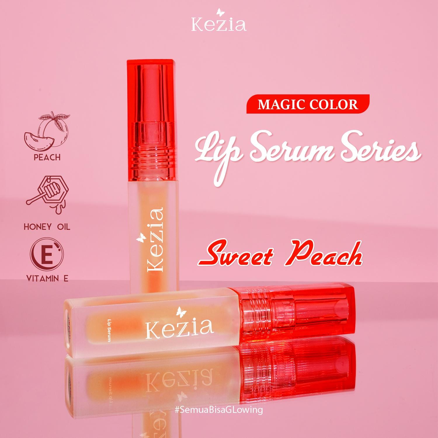 KEZIA Beauty - Lip Serum 4gr - Serum Bibir untuk Bibir Hitam dan Melembapkan Bibir (FREE 1 CLOUD PADS)