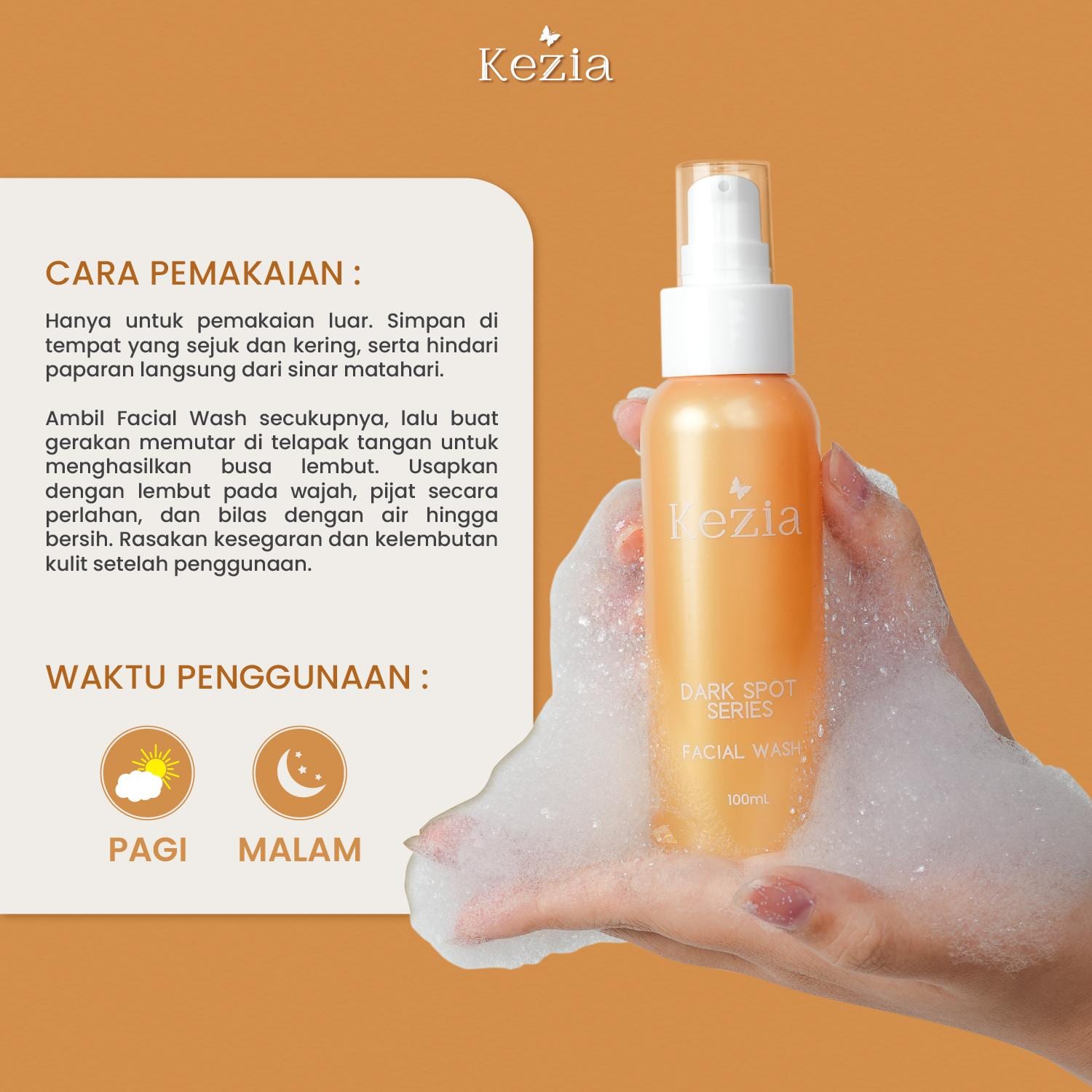 KEZIA Beauty NEW Facial Wash Dark Spot - Sabun Cuci Muka Menyamarkan Flek (FREE 1 CLOUD PADS)