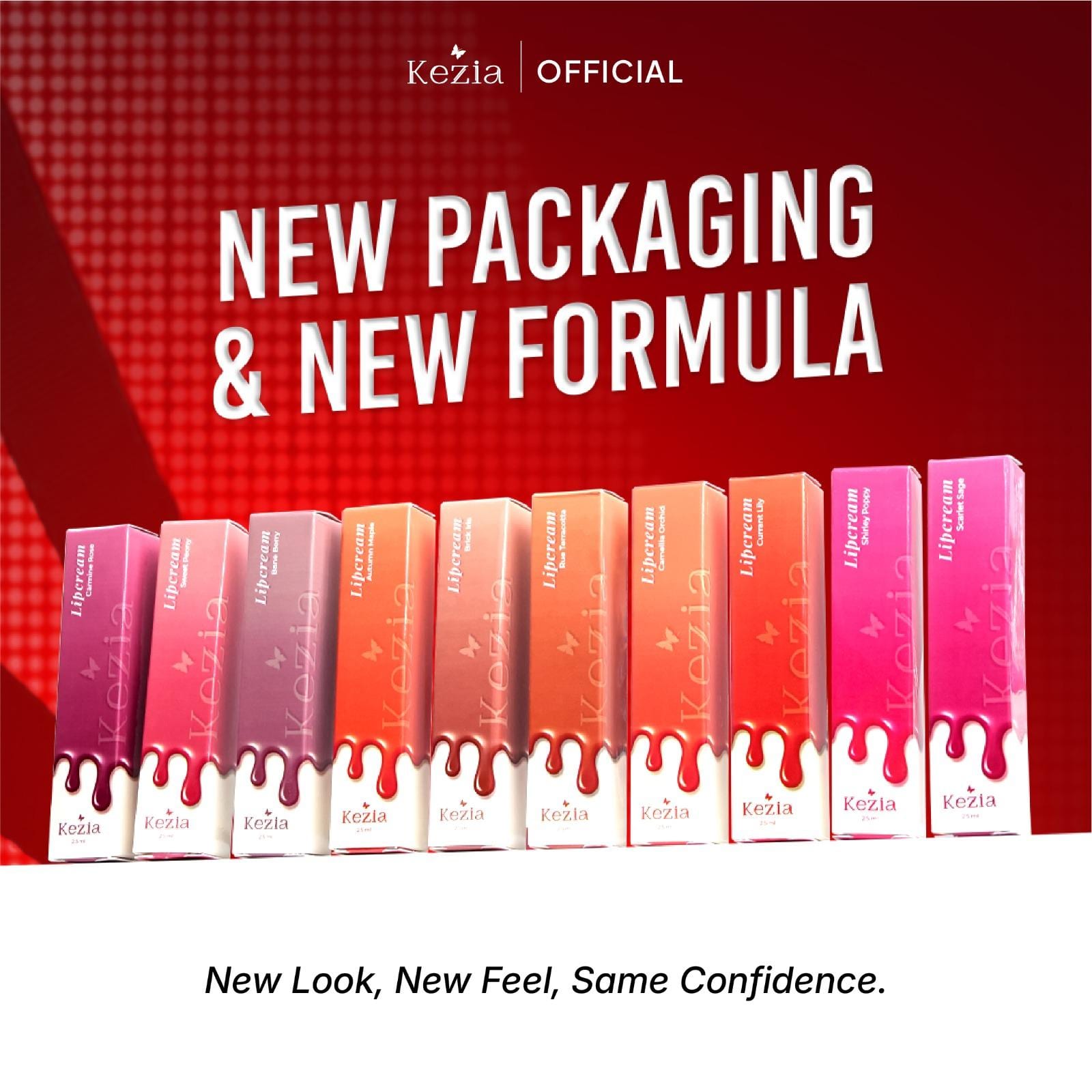  KEZIA Beauty Matte Lipcream 2.5gr - Matte Finishing & Transferproof with Vitamin E (FREE 1 CLOUD PADS)