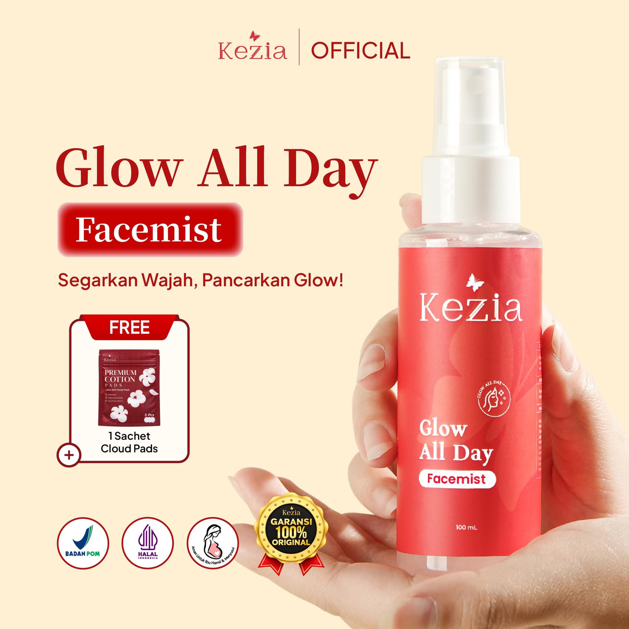 KEZIA Beauty - Glow All Day Face Mist 100ml (FREE 1 CLOUD PADS)