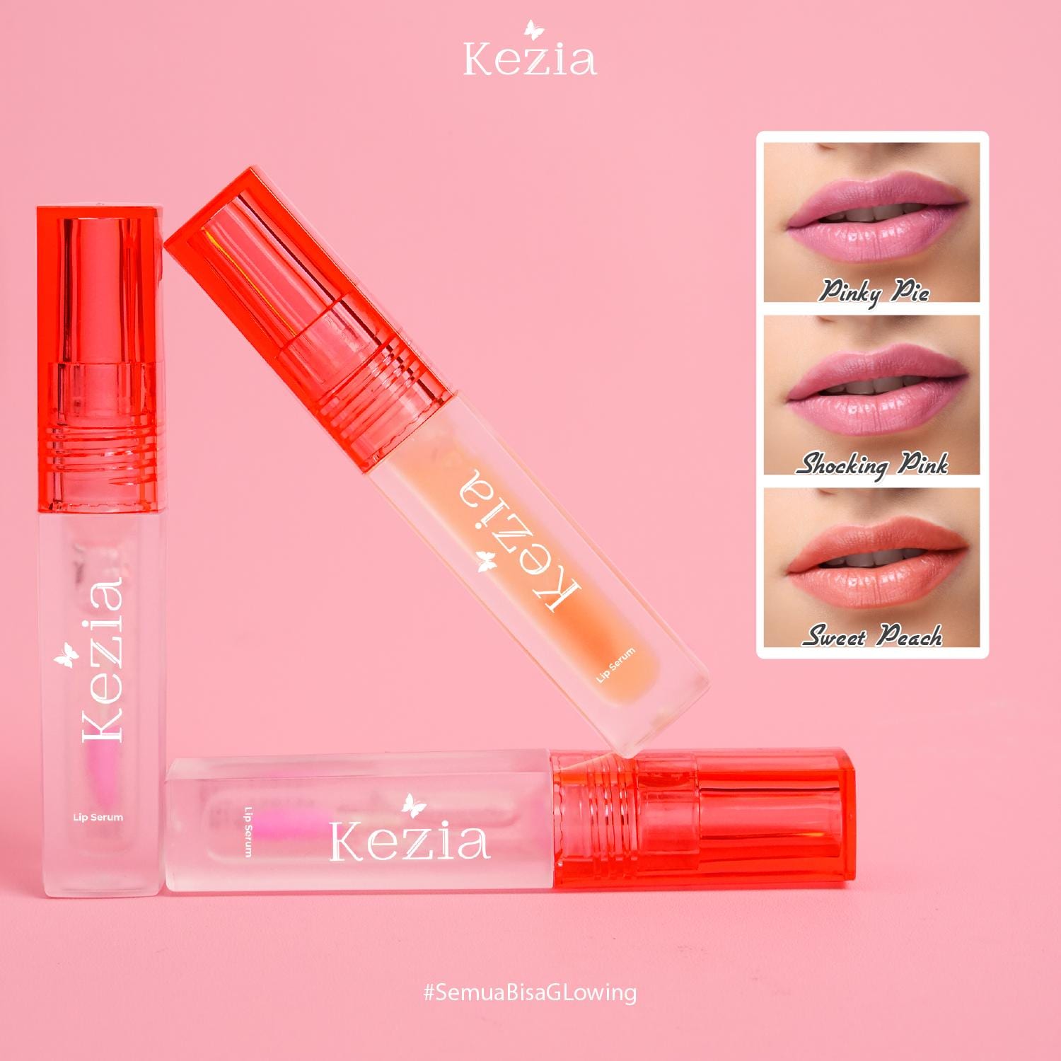 KEZIA Beauty - Lip Serum 4gr - Serum Bibir untuk Bibir Hitam dan Melembapkan Bibir (FREE 1 CLOUD PADS)