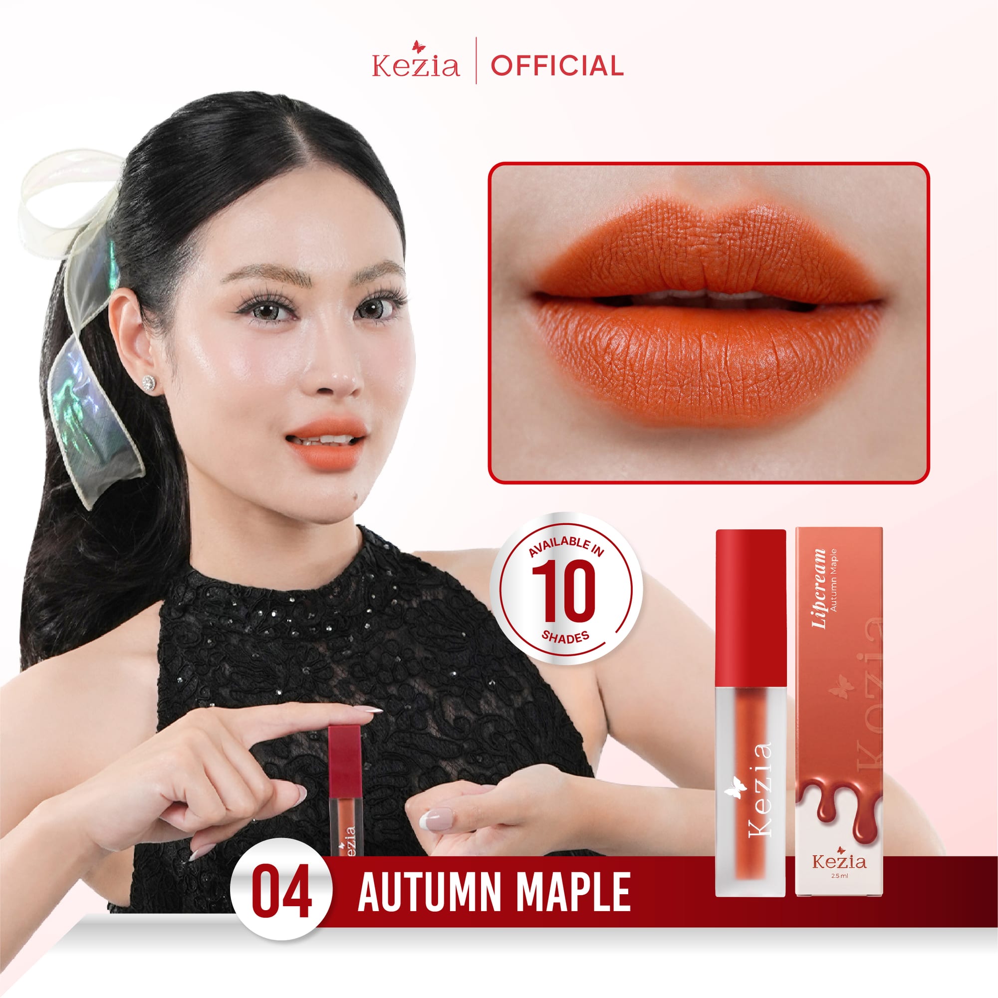  KEZIA Beauty Matte Lipcream 2.5gr - Matte Finishing & Transferproof with Vitamin E (FREE 1 CLOUD PADS)