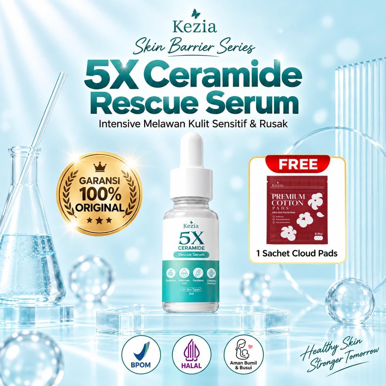 KEZIA Beauty - 5X Ceramide Rescue Serum 10ml (FREE 1 CLOUD PADS)