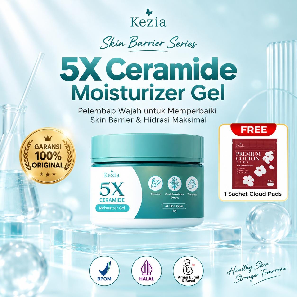 KEZIA Beauty - 5X Ceramide Moisturizer Gel 10gr (FREE 1 CLOUD PADS)