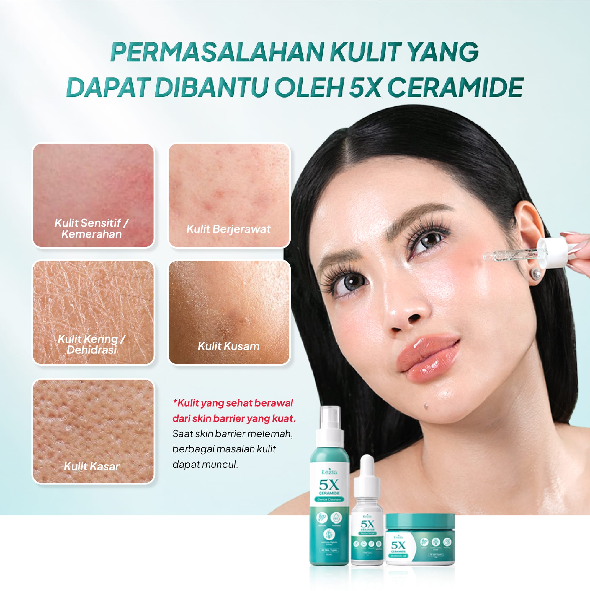 KEZIA Beauty - Paket 5X CERAMIDE Skin Barrier Series (FREE 1 CLOUD PADS+POUCH)