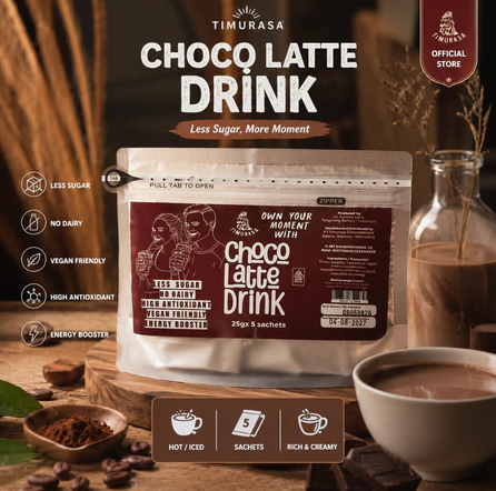 Dark Cocoa MIX Timurasa dengan LOW SUGAR Timurasa - Minuman Coklat Premium No Dairy Vegan High Antioxidant 125 gram