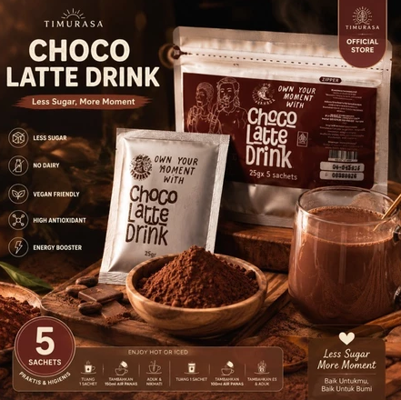 Dark Cocoa MIX Timurasa dengan LOW SUGAR Timurasa - Minuman Coklat Premium No Dairy Vegan High Antioxidant 125 gram