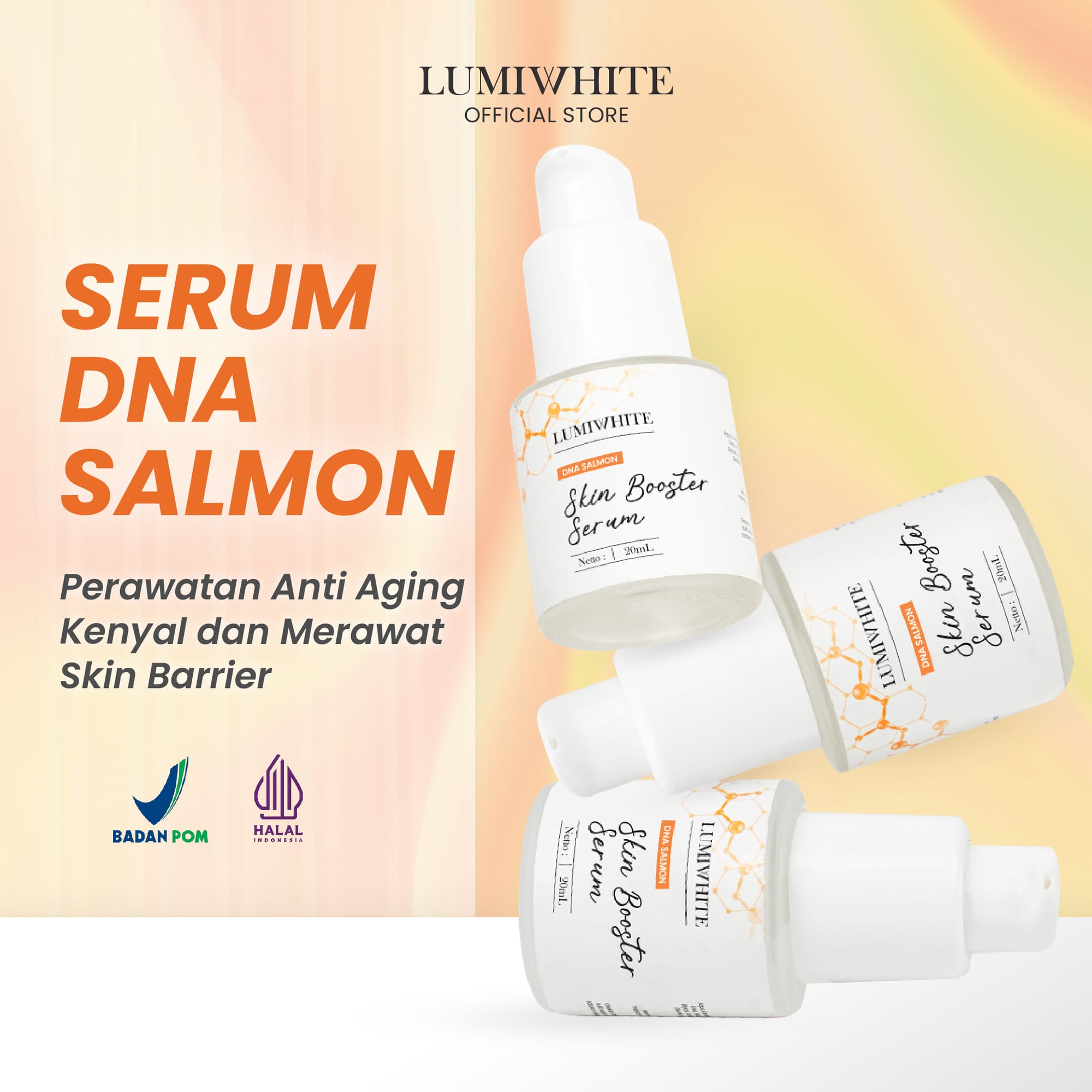 LUMIWHITE - DNA Salmon Serum 20ml (Mencerahkan, Wajah Kusam, Kerutan) (FREE 1 CLOUD PADS)