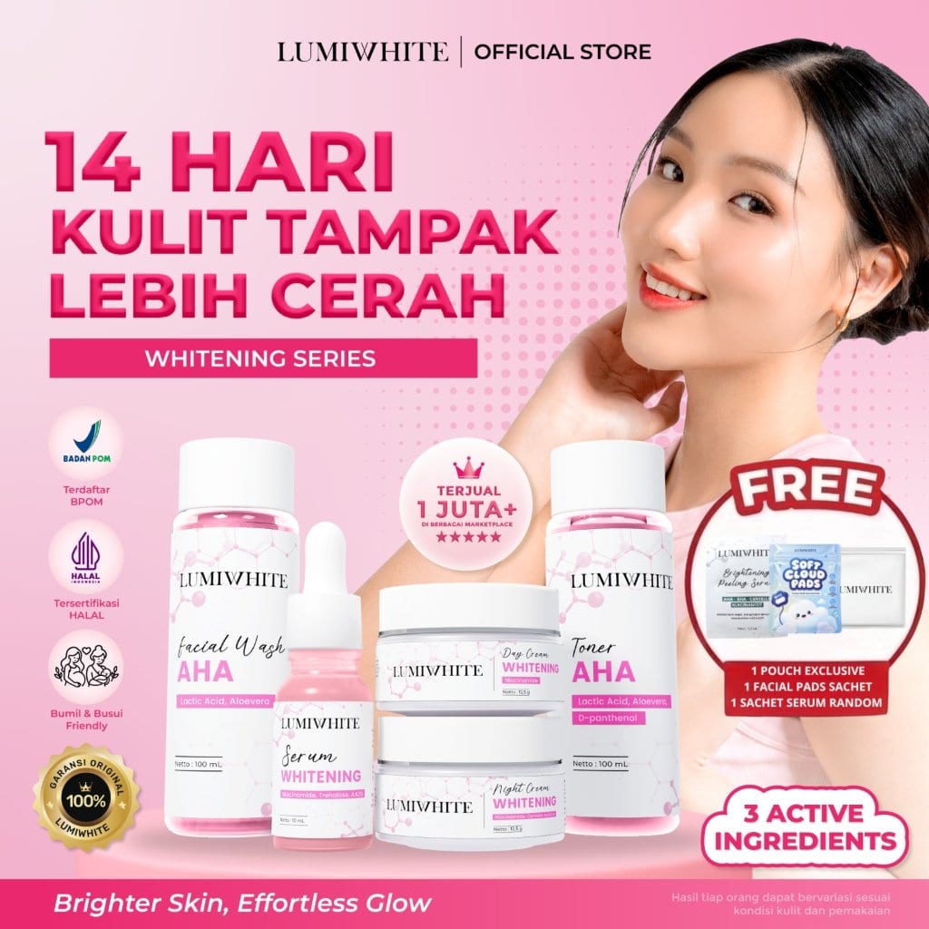 LUMIWHITE - Paket Whitening Series  (FREE 1 SACHET RNDM+CLOUD PADS+POUCH)