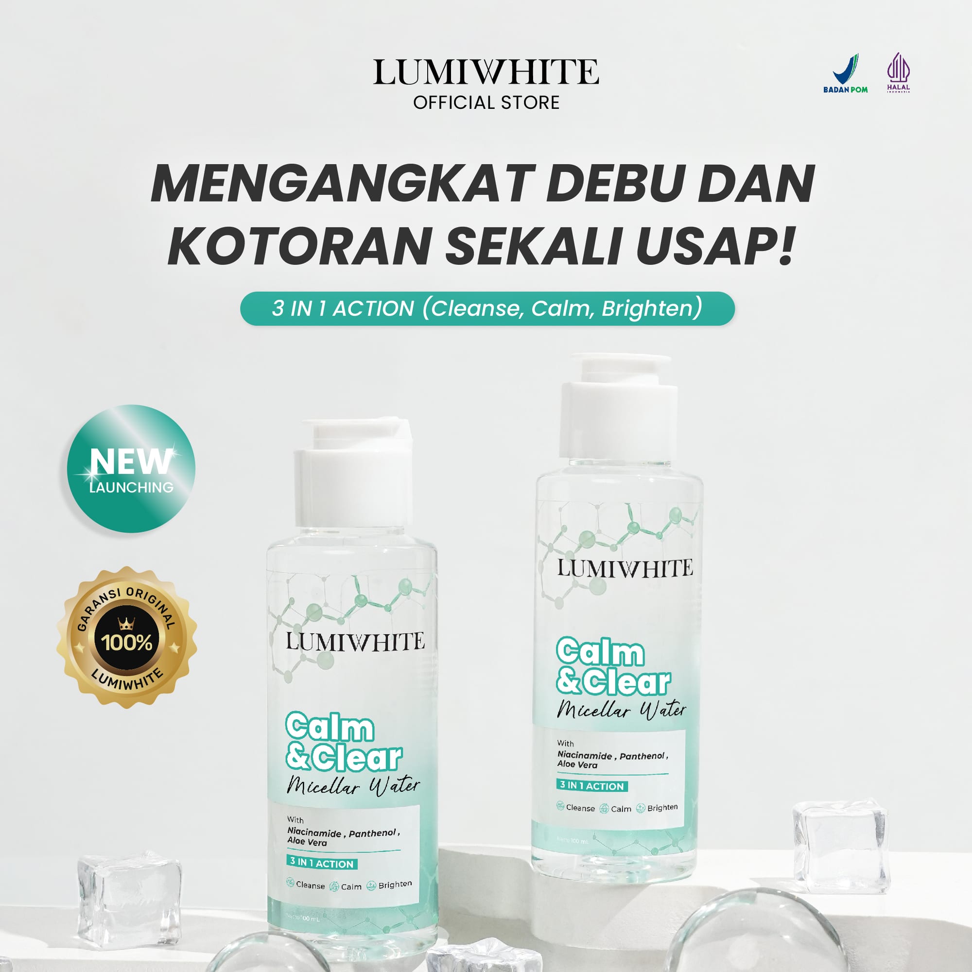 LUMIWHITE - Micellar Water Calm & Clear 100ml (FREE 1 CLOUD PADS)