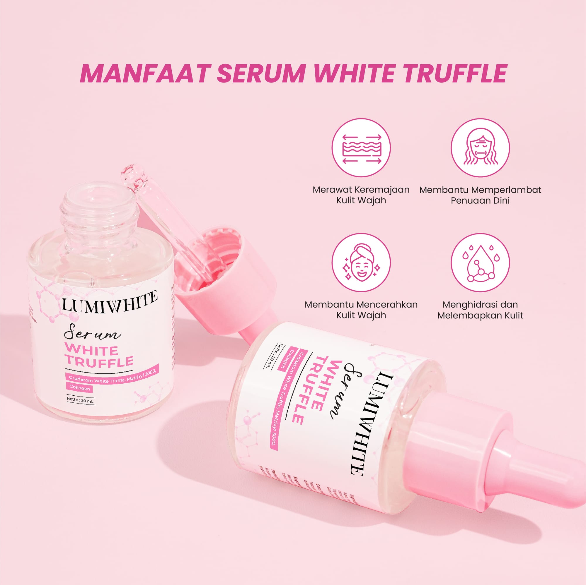 LUMIWHITE - White Truffle Serum 20ml (Menyamarkan kerutan & garis halus) (FREE 1 CLOUD PADS)