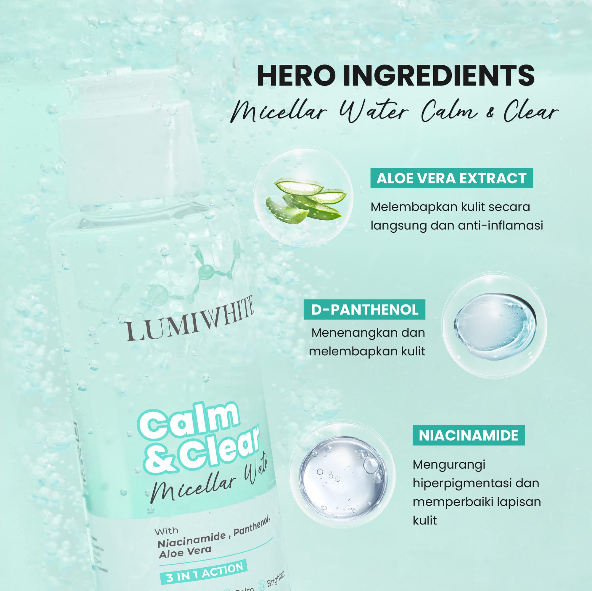 LUMIWHITE - Micellar Water Calm & Clear 100ml (FREE 1 CLOUD PADS)