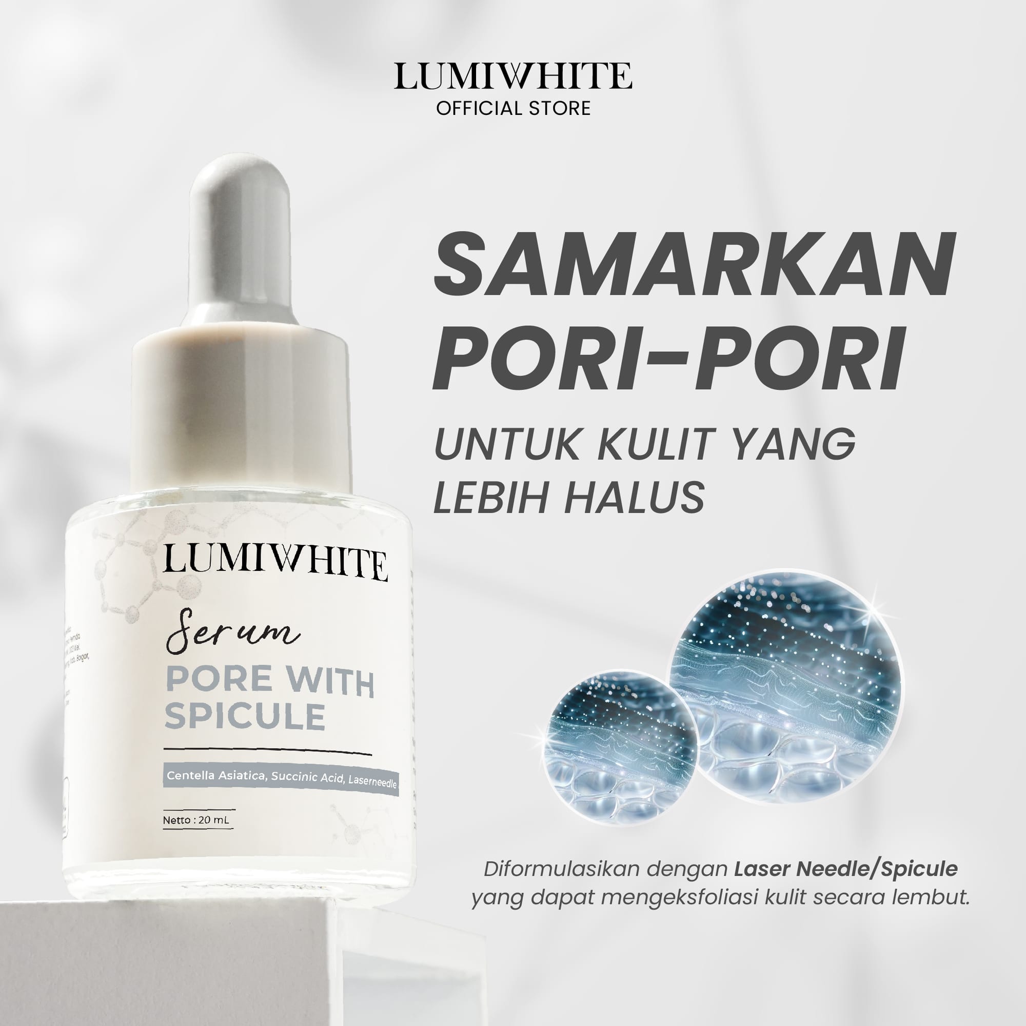 LUMIWHITE - Pore With Spicule Serum 20ml  (FREE 1 CLOUD PADS)