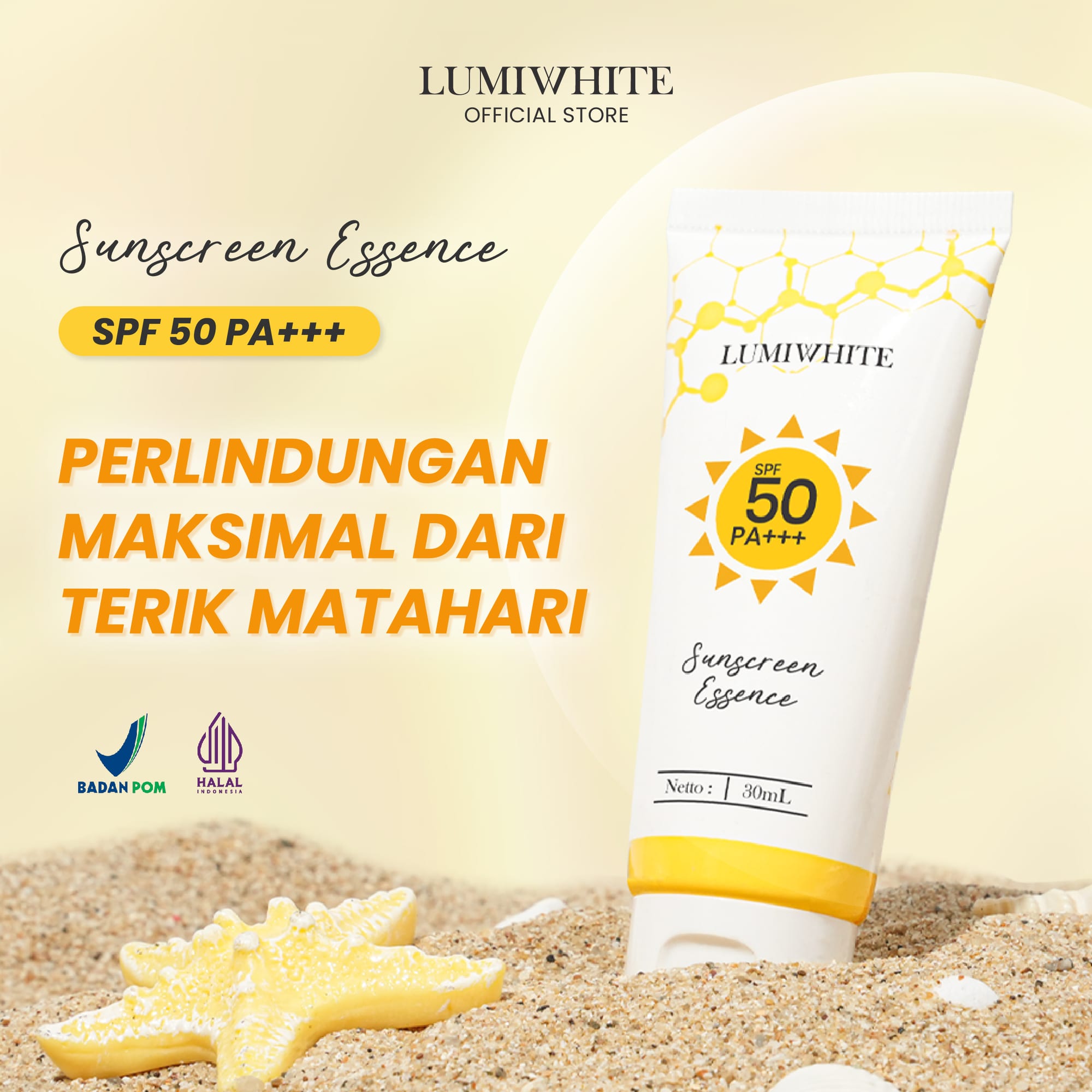 LUMIWHITE - Sunscreen Essence SPF 50 PA+++  (FREE 1 CLOUD PADS)