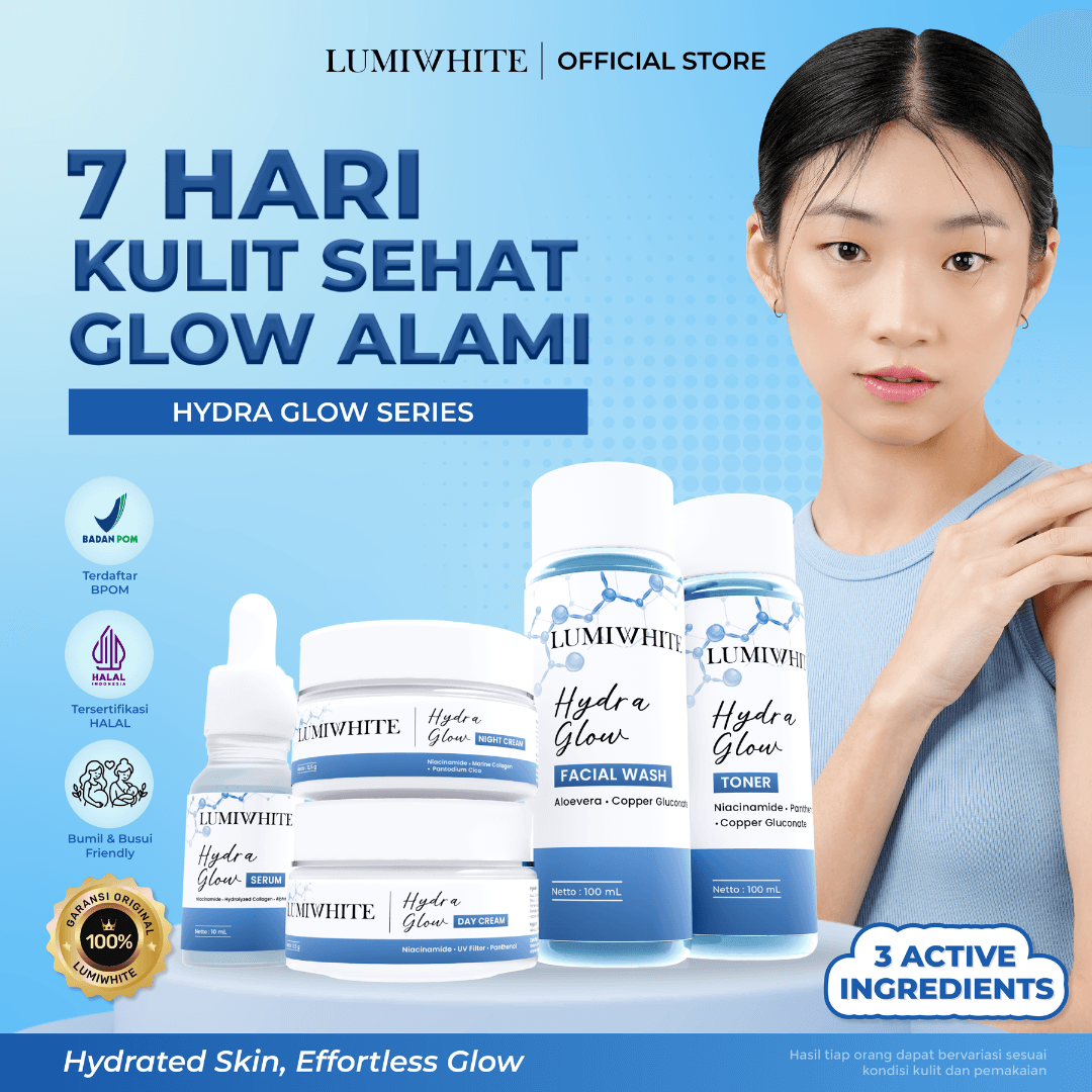 LUMIWHITE - Paket Hydra Glow Series (FREE 1 SACHET RNDM+CLOUD PADS+POUCH)