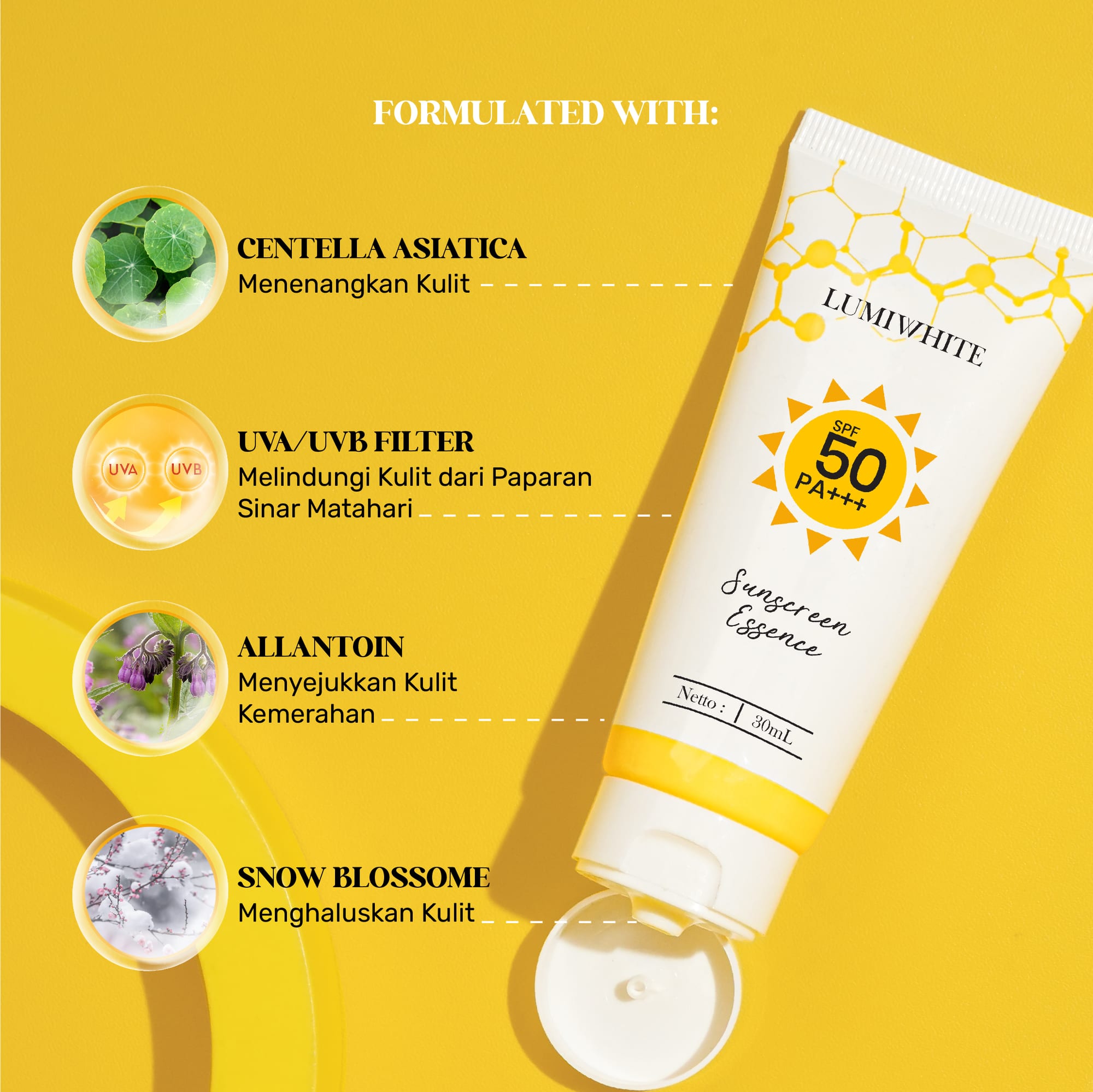 LUMIWHITE - Sunscreen Essence SPF 50 PA+++  (FREE 1 CLOUD PADS)