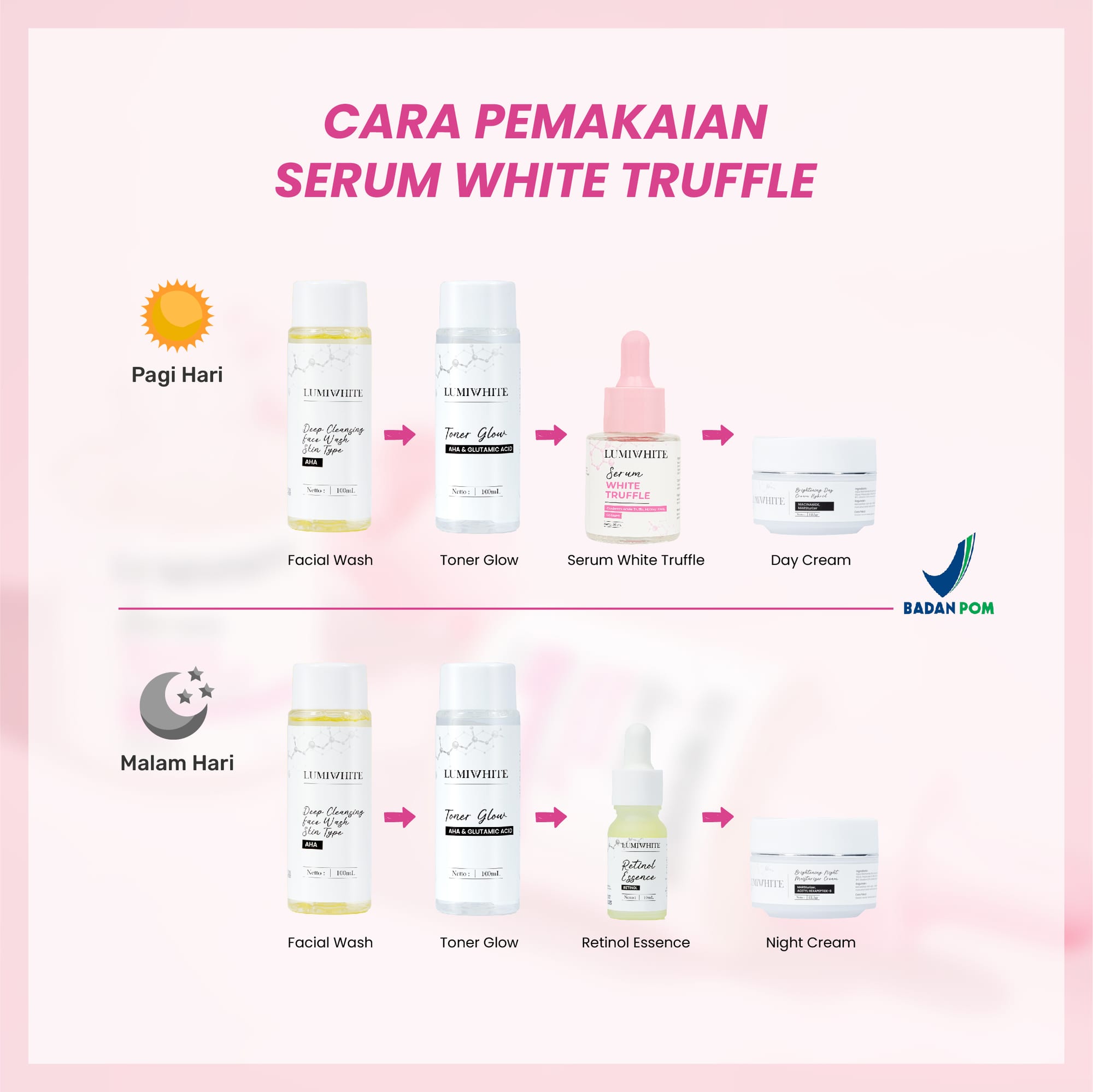 LUMIWHITE - White Truffle Serum 20ml (Menyamarkan kerutan & garis halus) (FREE 1 CLOUD PADS)