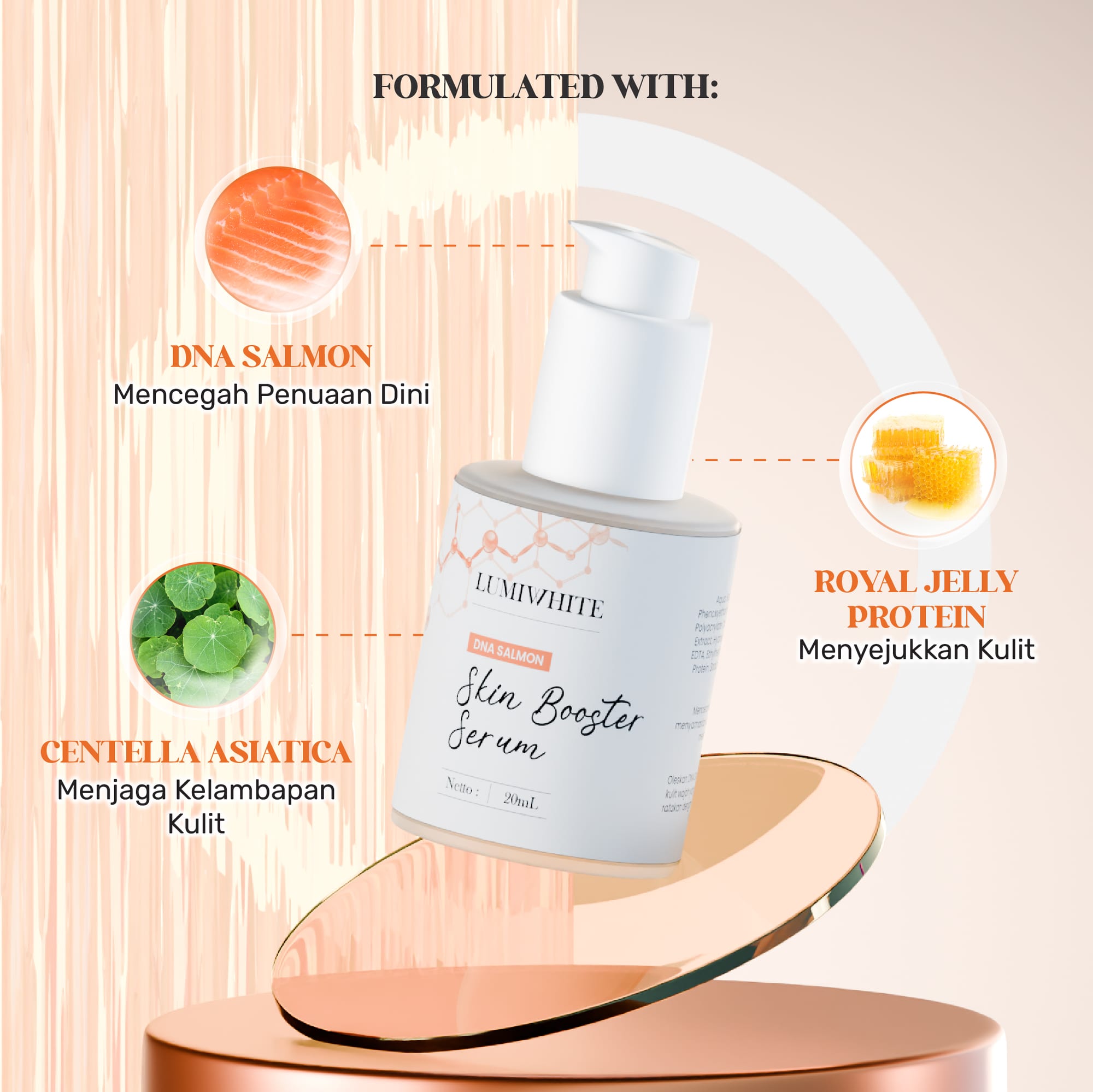 LUMIWHITE - DNA Salmon Serum 20ml (Mencerahkan, Wajah Kusam, Kerutan) (FREE 1 CLOUD PADS)