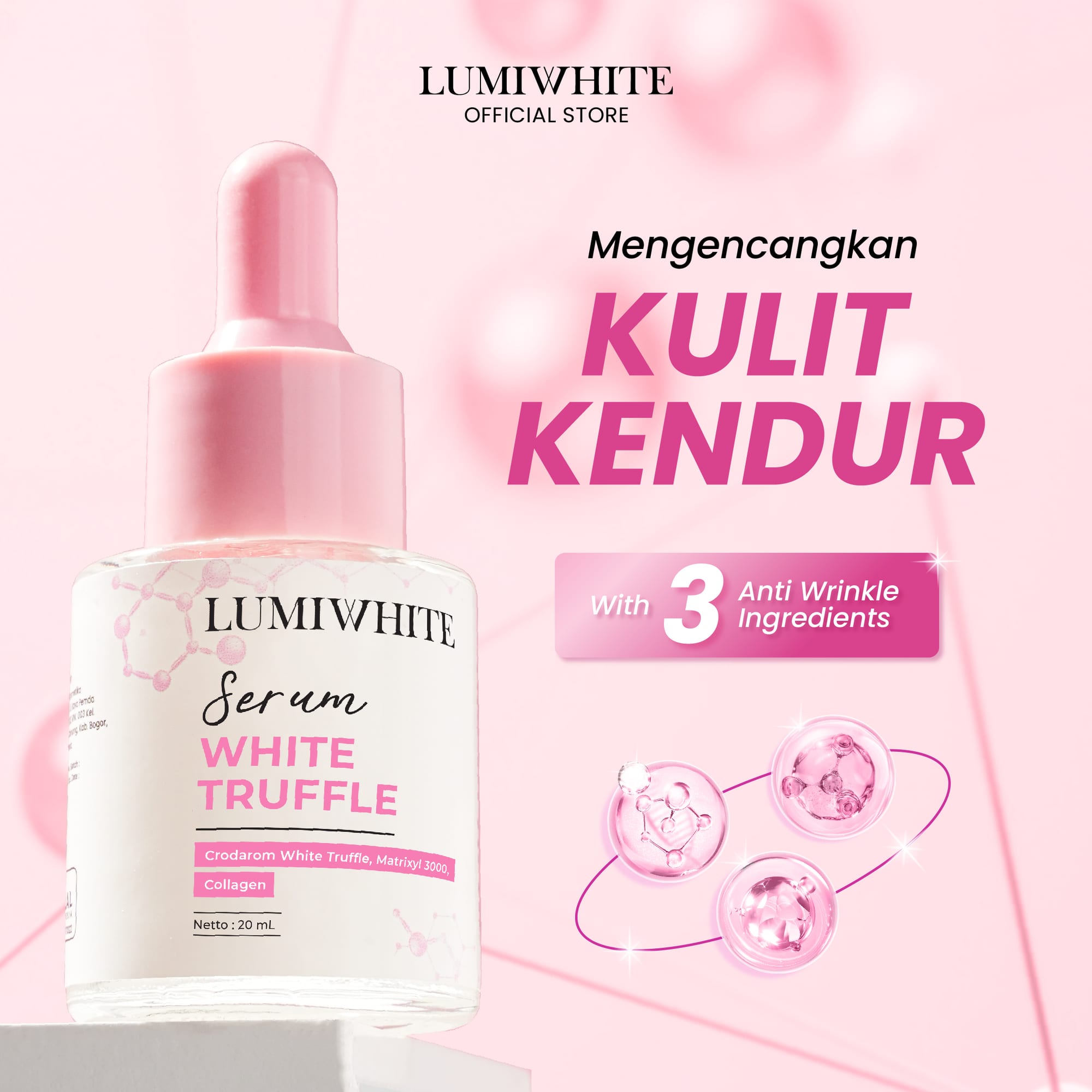 LUMIWHITE - White Truffle Serum 20ml (Menyamarkan kerutan & garis halus) (FREE 1 CLOUD PADS)