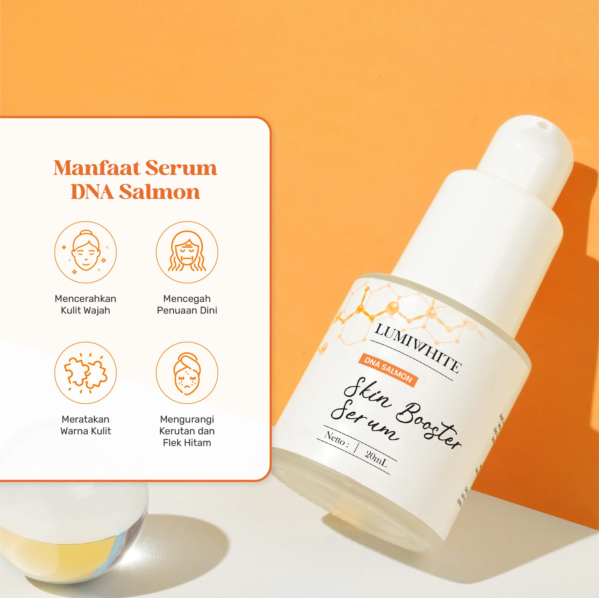 LUMIWHITE - DNA Salmon Serum 20ml (Mencerahkan, Wajah Kusam, Kerutan) (FREE 1 CLOUD PADS)