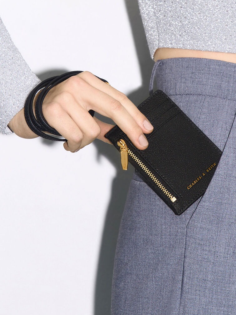 Card Holder Side Zip - Black