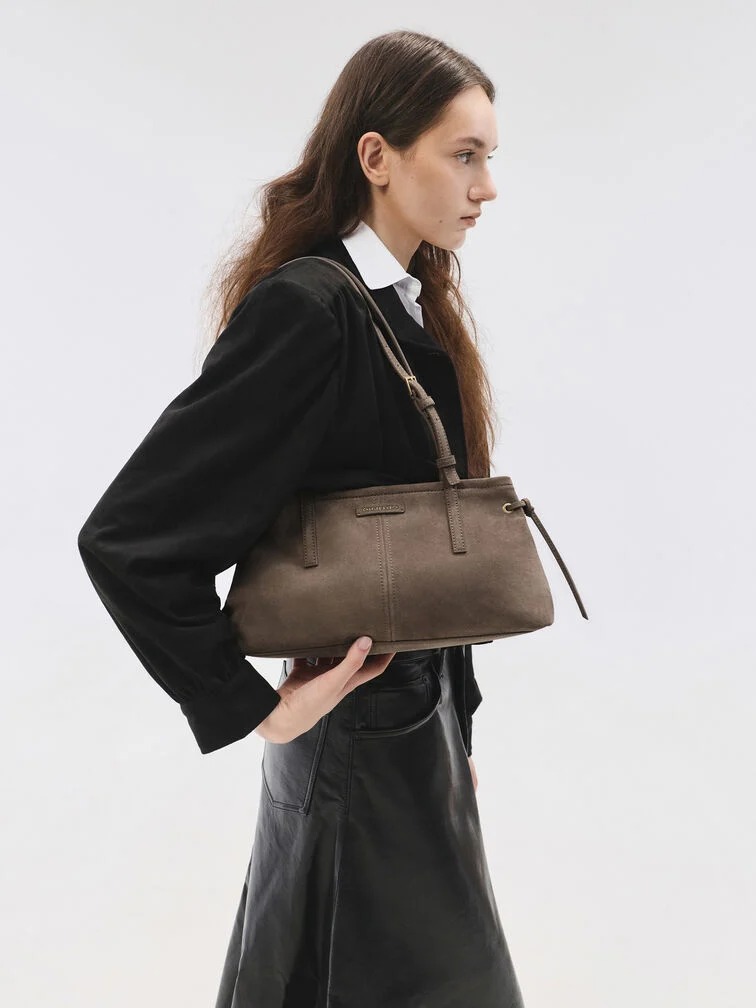Tas Bahu Elongated-Handle Noane - Stone Grey